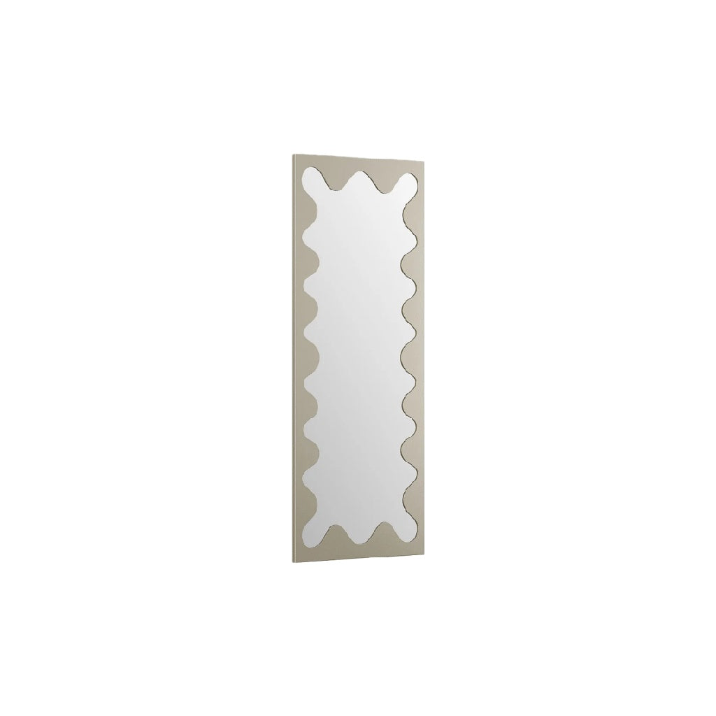 Miroir rectangulaire avec cadre beige ondulé